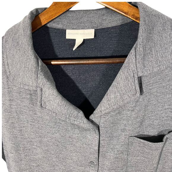 Berkshire Homewear French Terry Sleep Shirt Gray Button Front XL New - Picture 6 of 10